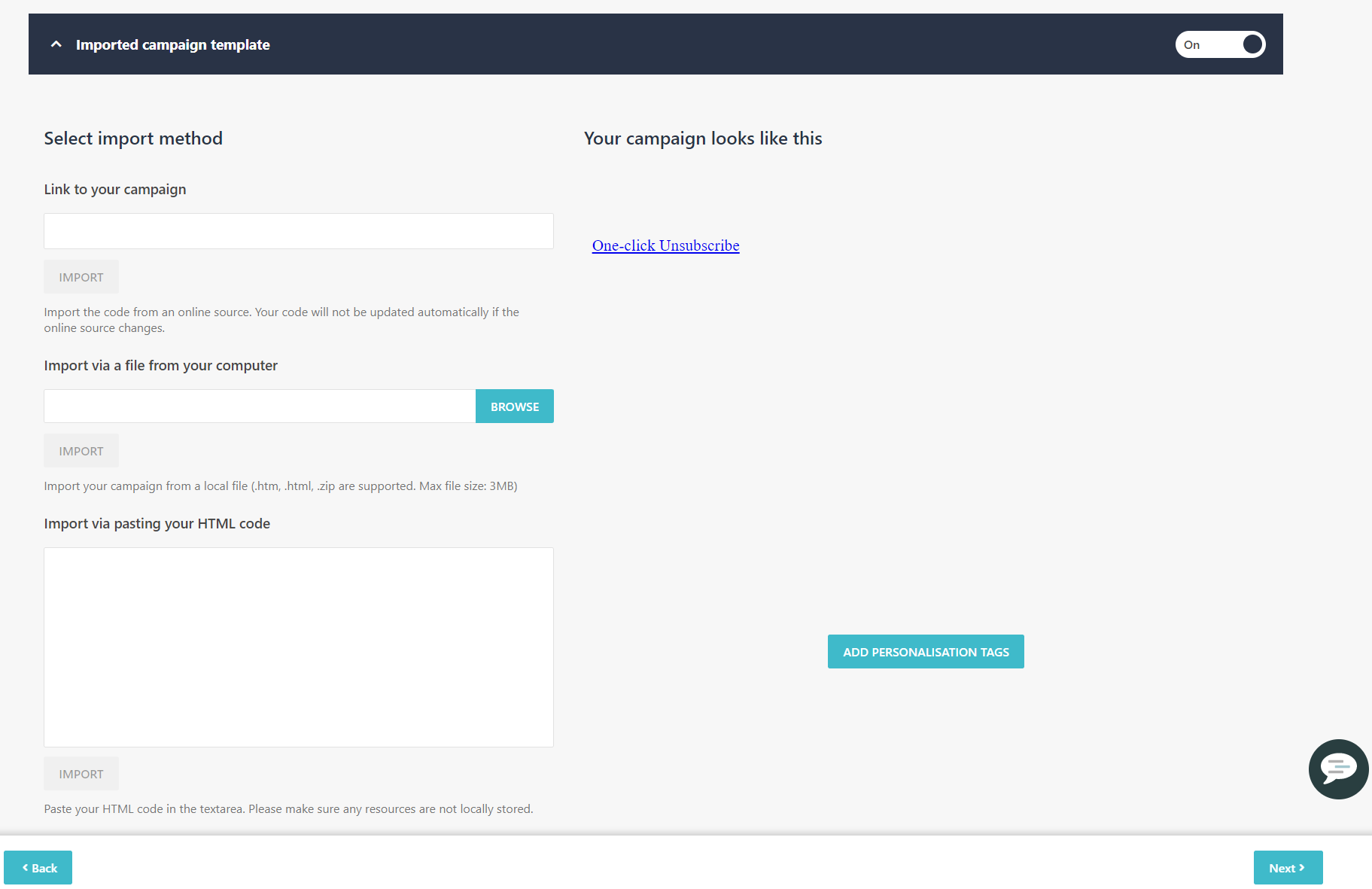 Import campaign options