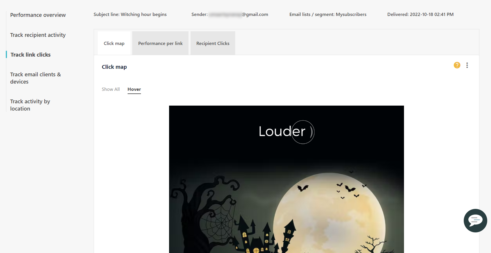 Track link clicks tab