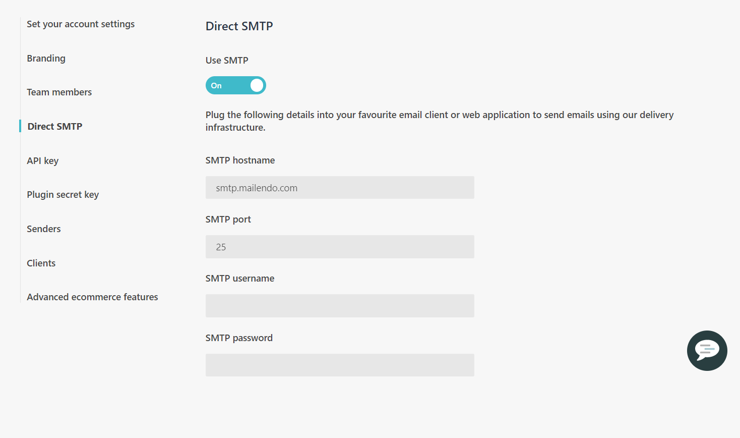 Direct SMTP settings